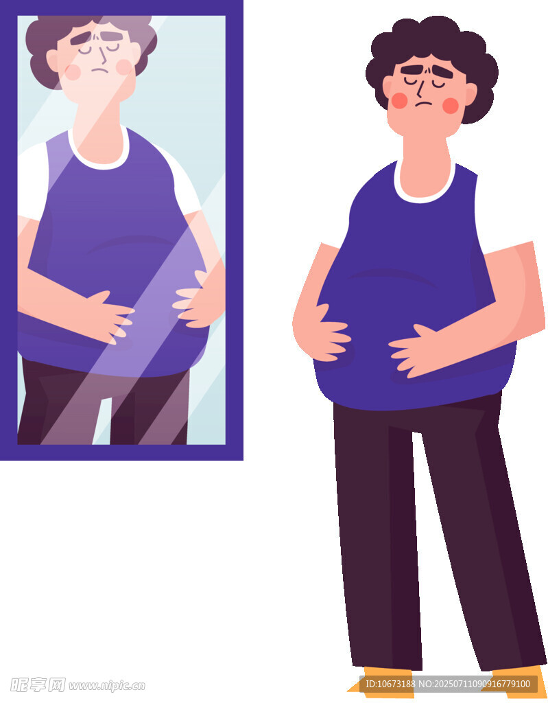 孕妇照镜观察隆起腹部