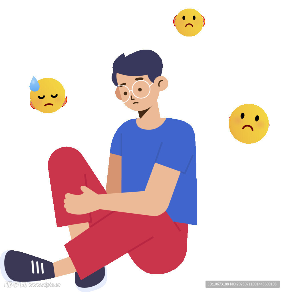 坐着的人被表情符号环绕