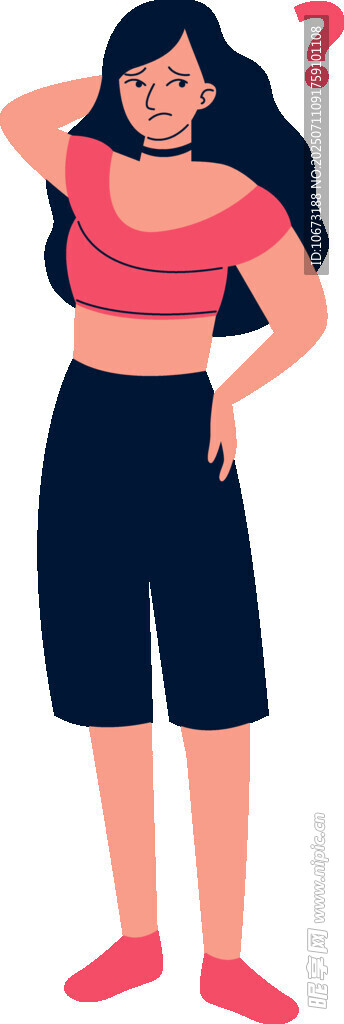 困惑的红衣女子