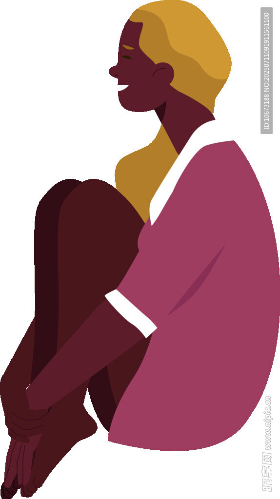 独坐的女性剪影