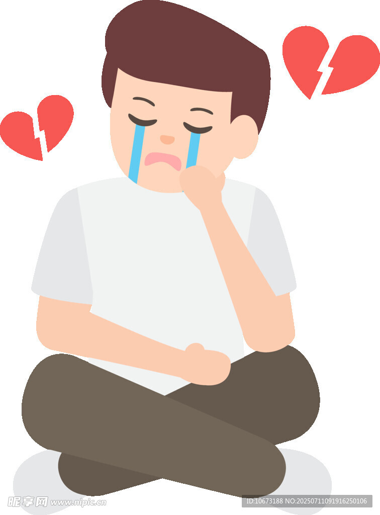 失恋男孩独坐伤心落泪