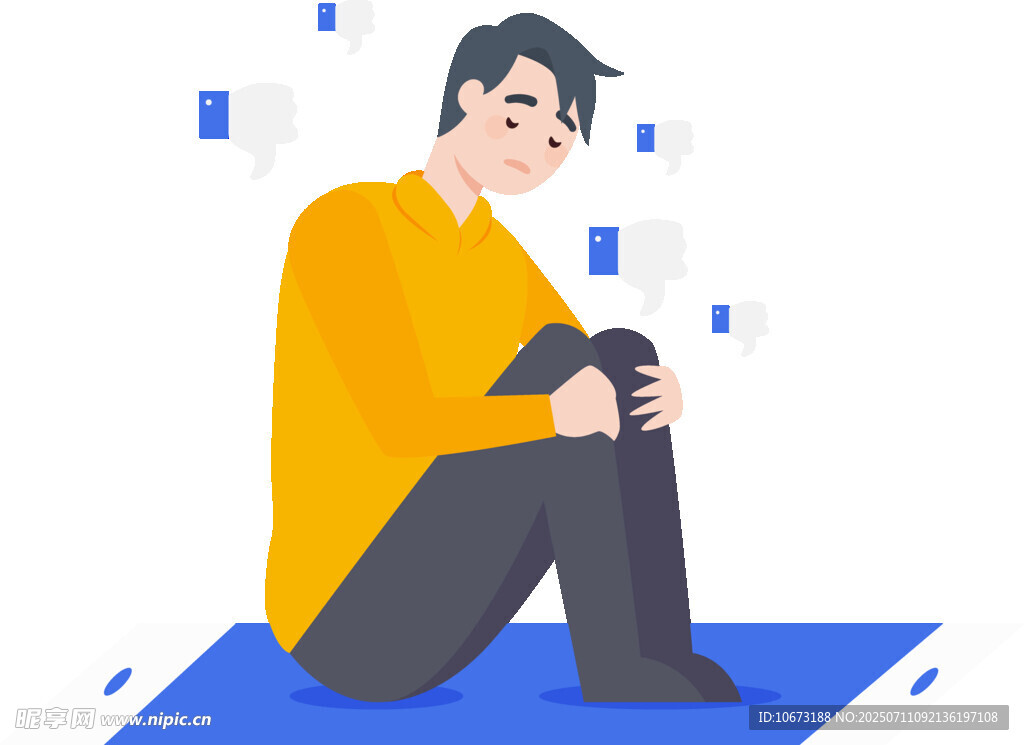 沮丧男子独坐