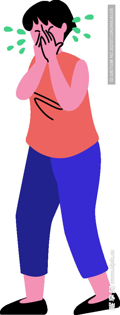 捂鼻女子面露不适