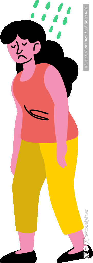 雨中沮丧女子