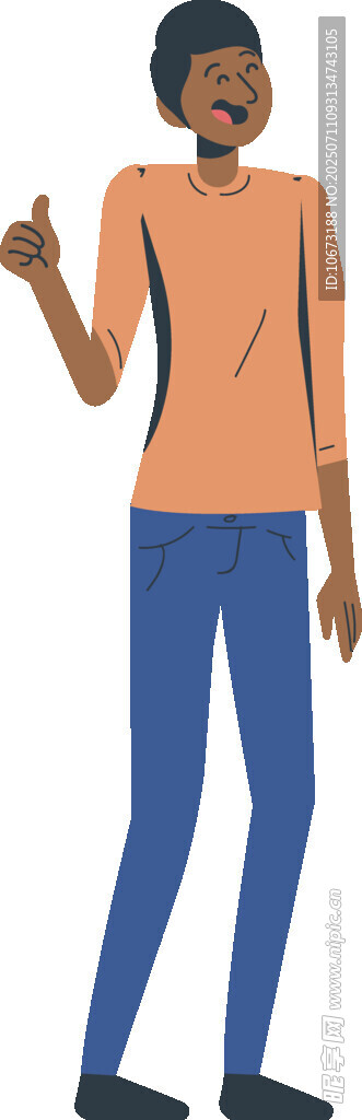 黑人男子站立手势示意