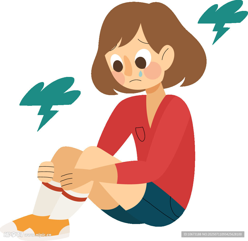女孩不慎摔倒表情痛苦