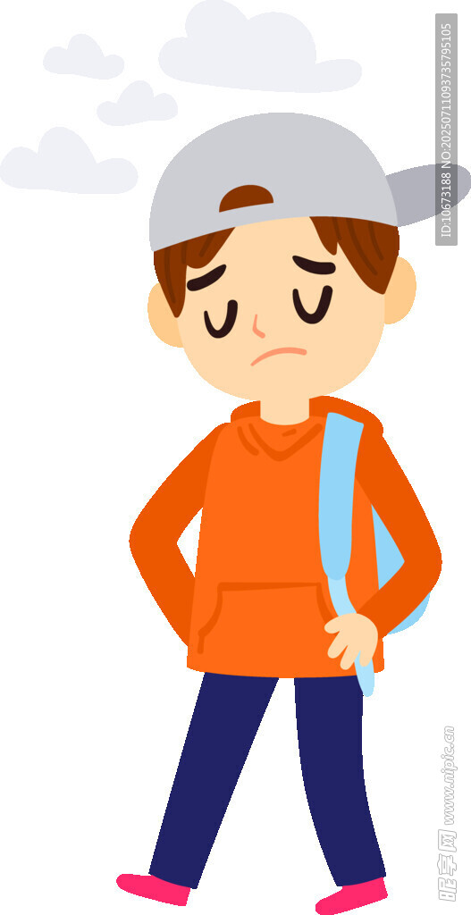 背着书包的休闲男孩