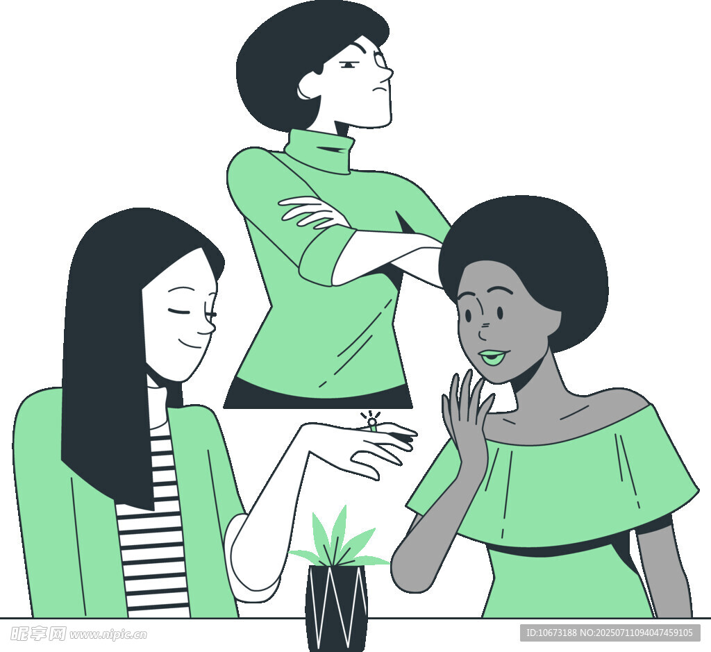 三位女性的交流时刻