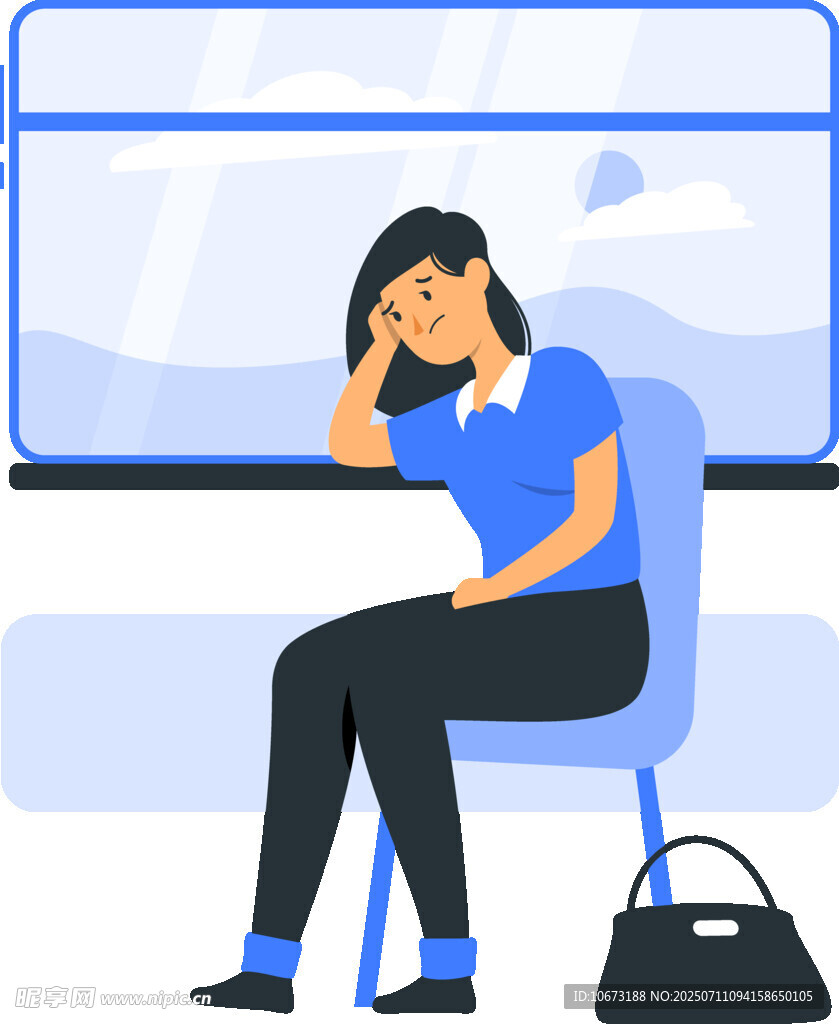 疲惫女子在候车室休息