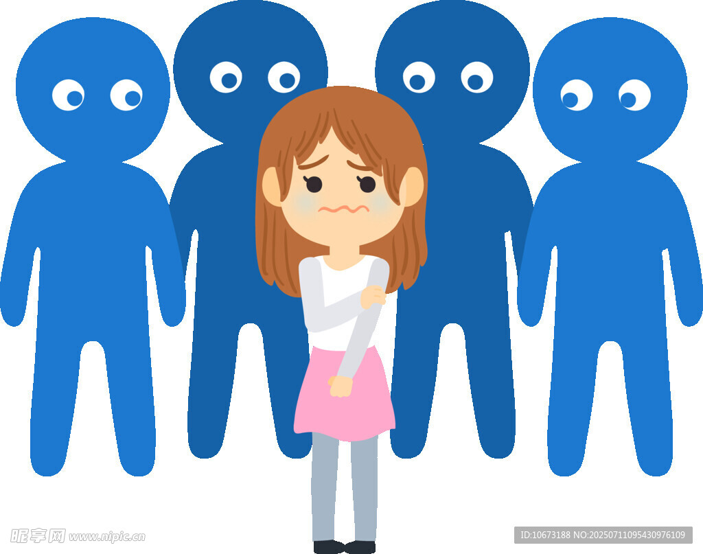 女孩被蓝色人群包围