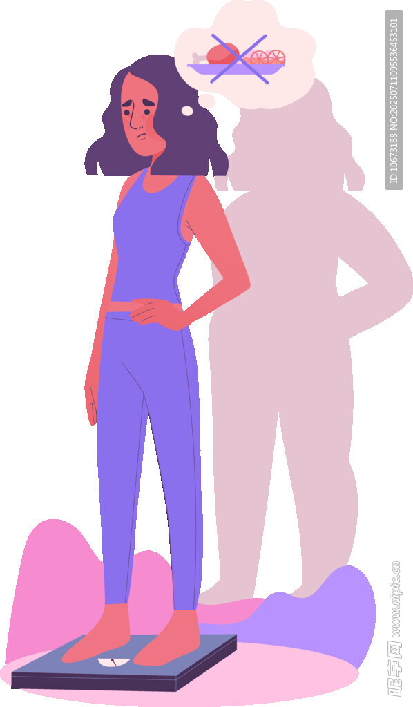 女性站在秤上的内心纠结