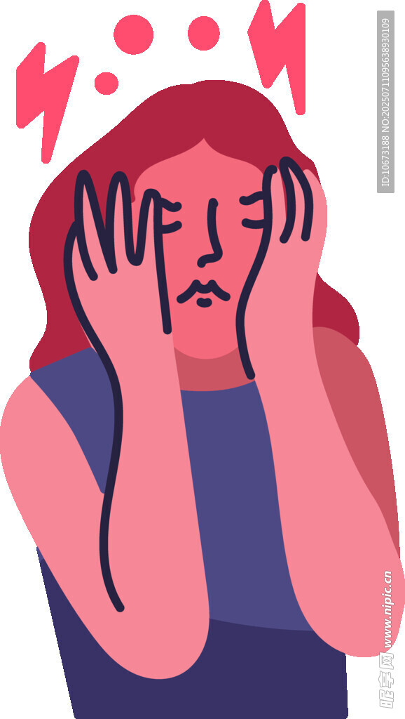 女子双手抱头显焦虑