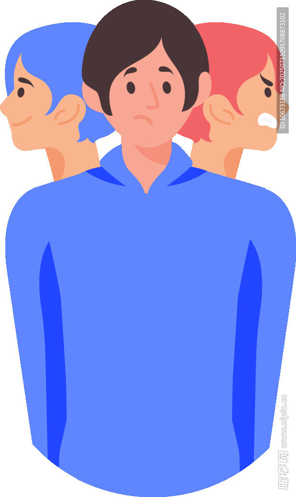 被他人声音环绕的蓝衣人