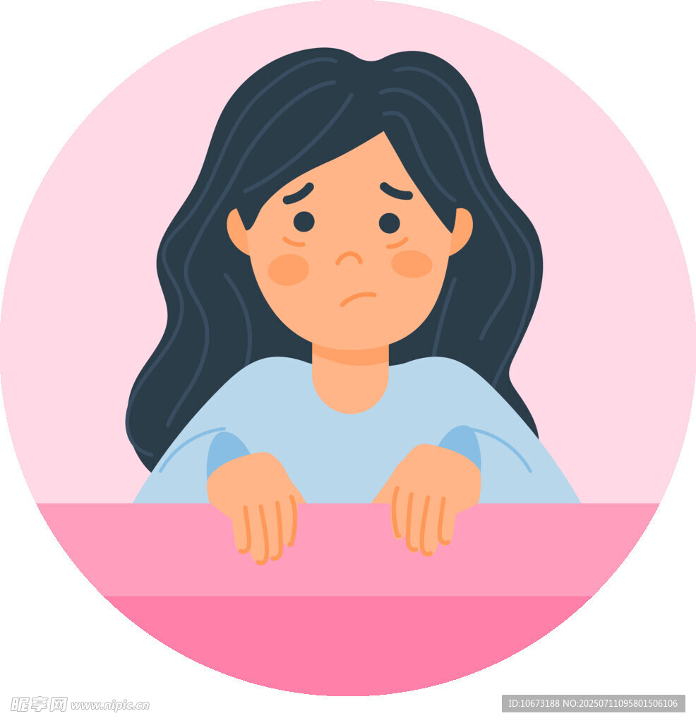 忧郁女孩桌边托腮