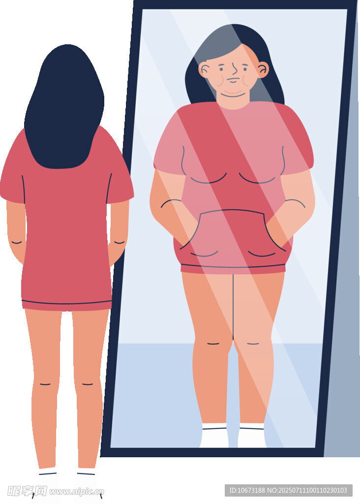女孩镜前对比身材变化