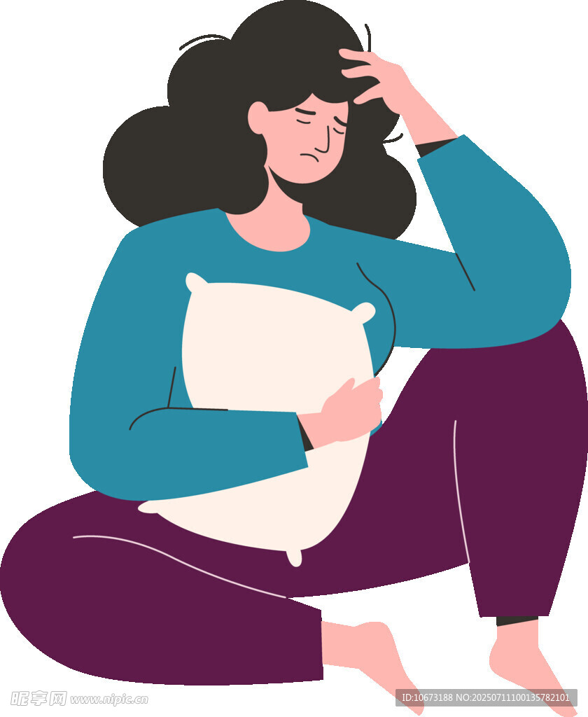 抱枕沉思的休闲女性