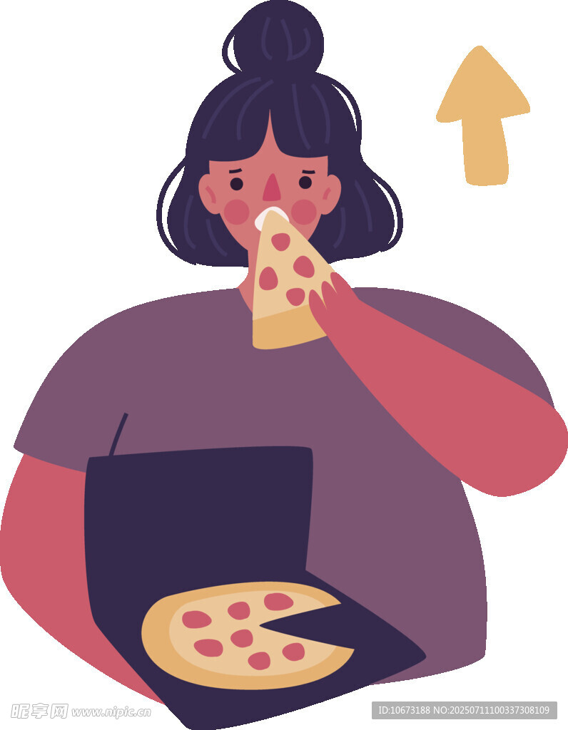 女孩惬意享用美味披萨