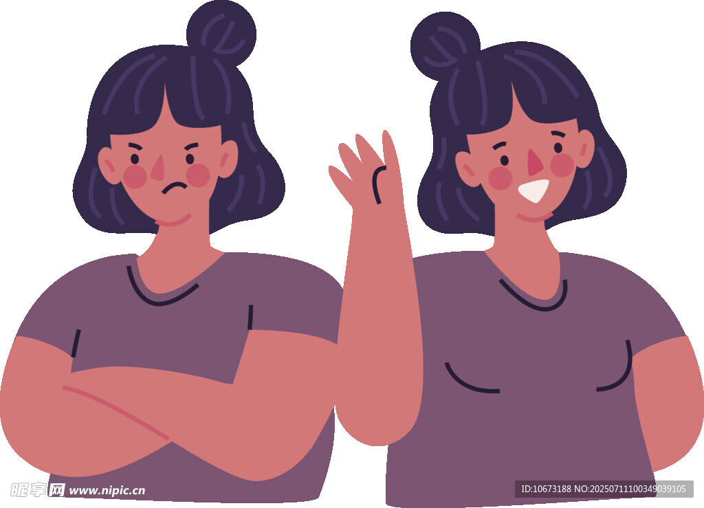 双丸子头女孩的不同表情