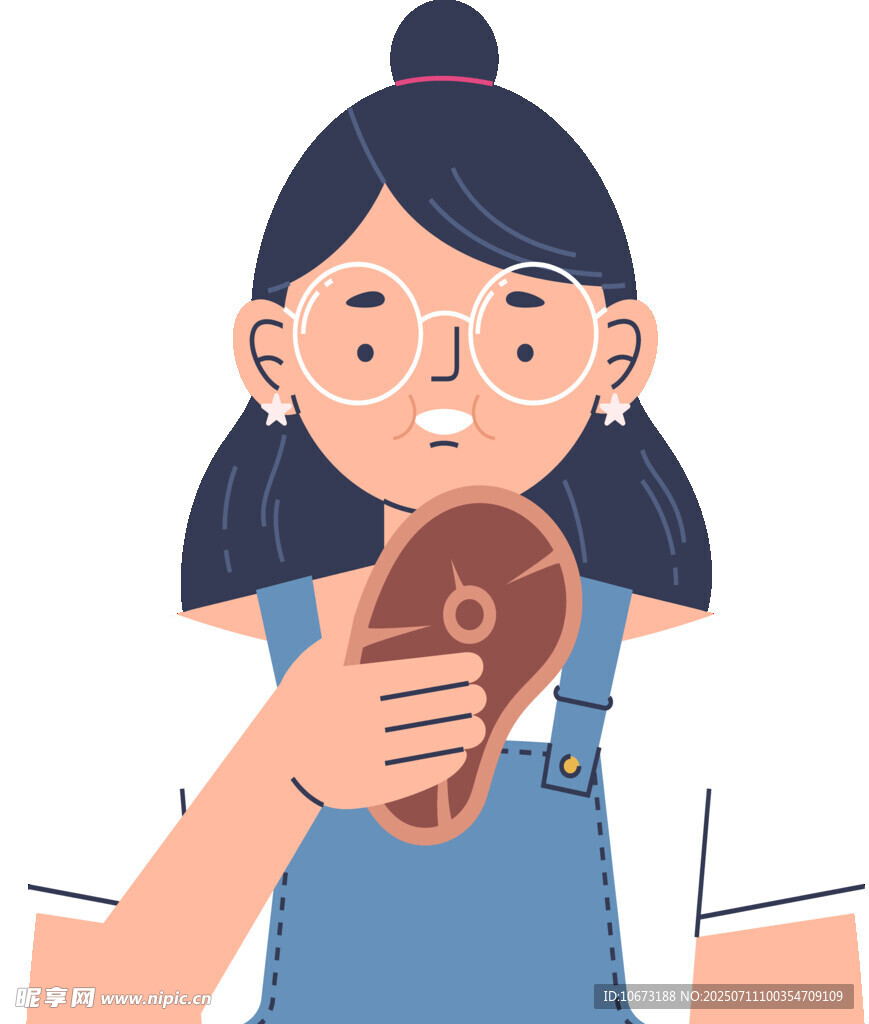 女孩开心吃着美味面包