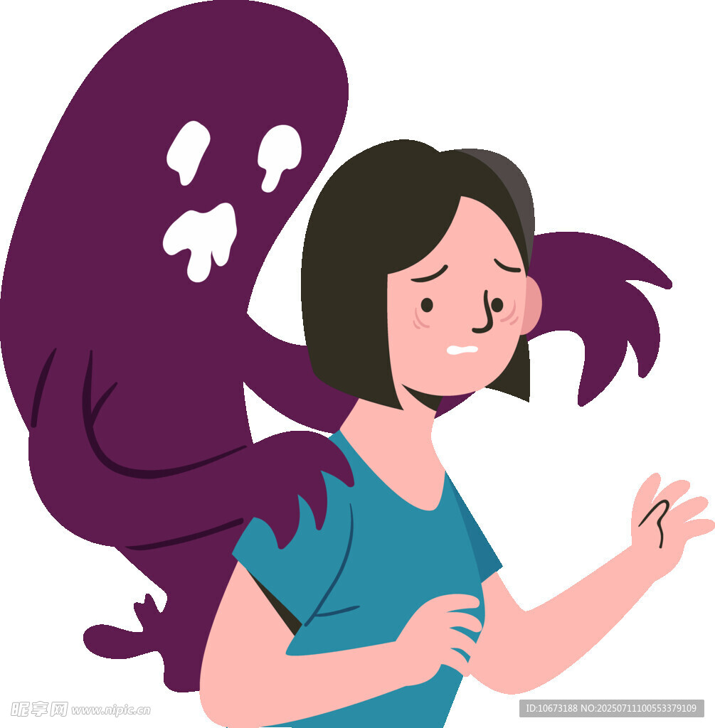 女孩被紫色幽灵背后突袭