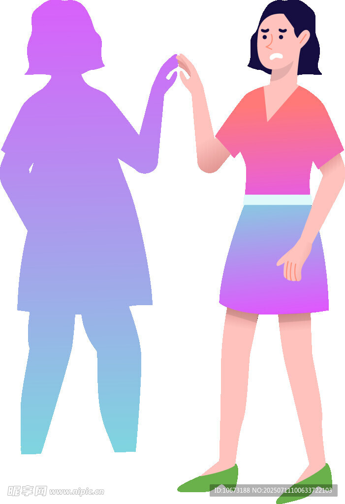 女孩与自我形象的互动