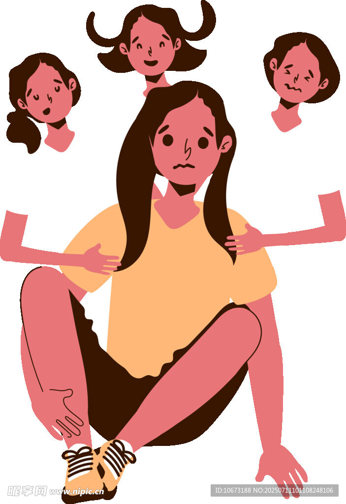女孩被多重情绪困扰