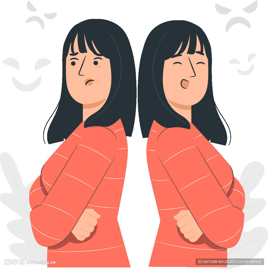 背对背的双生女孩