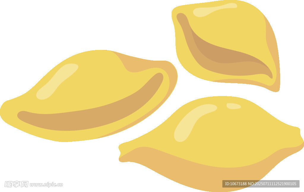 三个黄色饺子插画