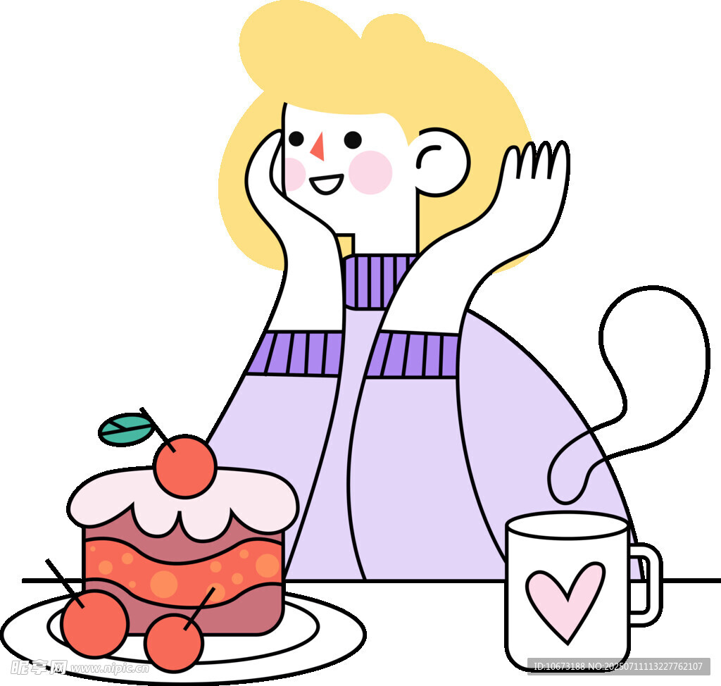 女孩惬意享受甜点时光