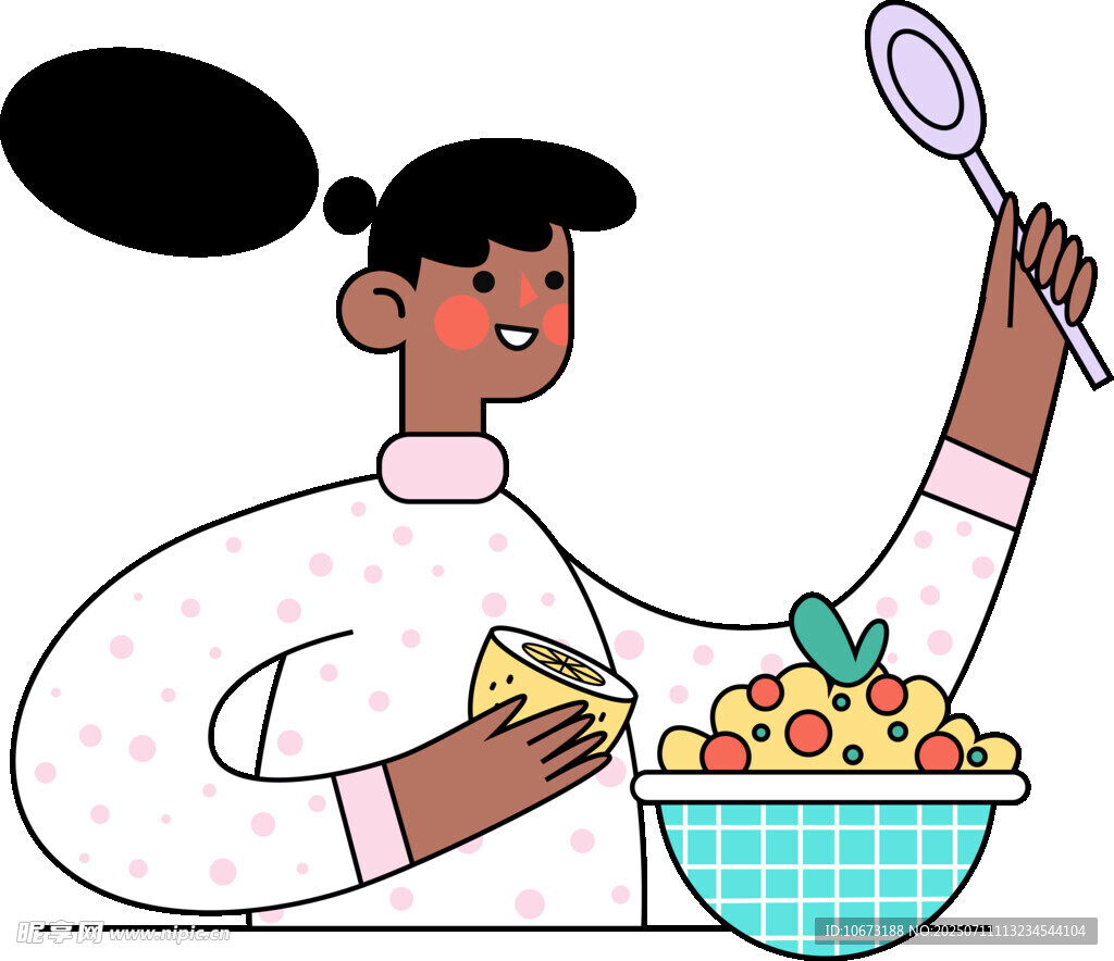 女子手持漏勺准备烹饪
