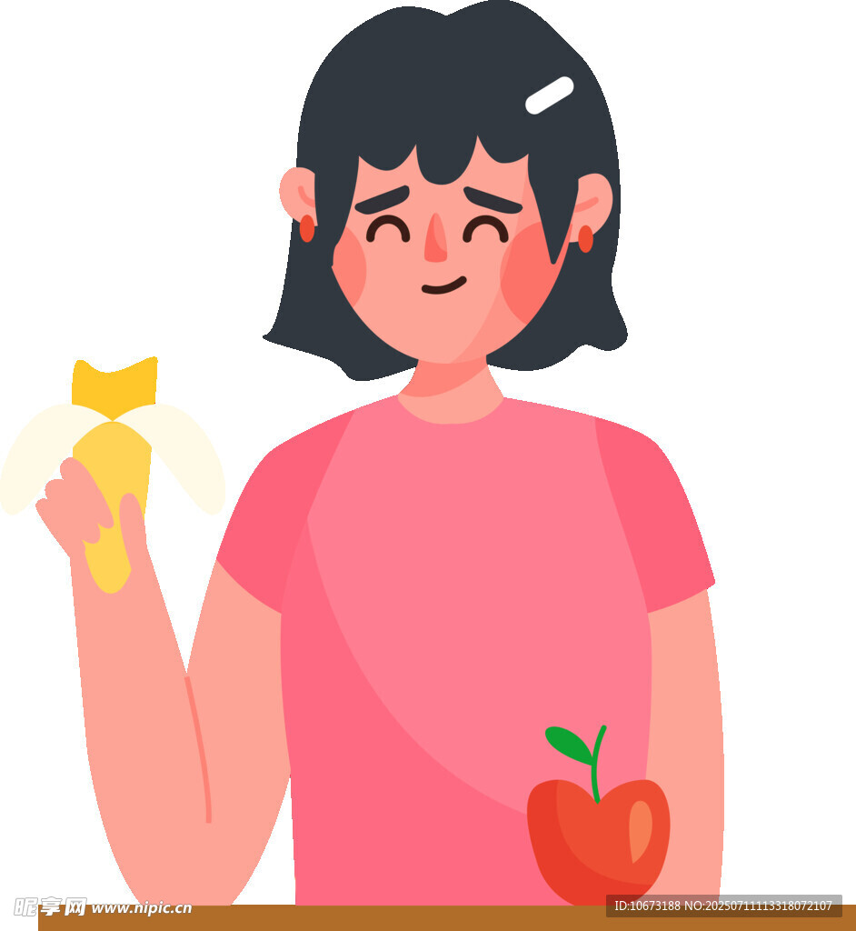 女孩手持奖章与苹果