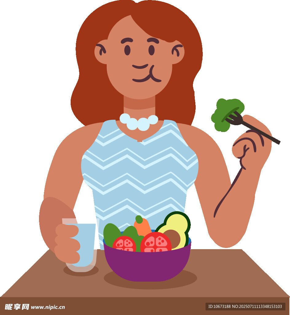 女士享用健康蔬菜餐