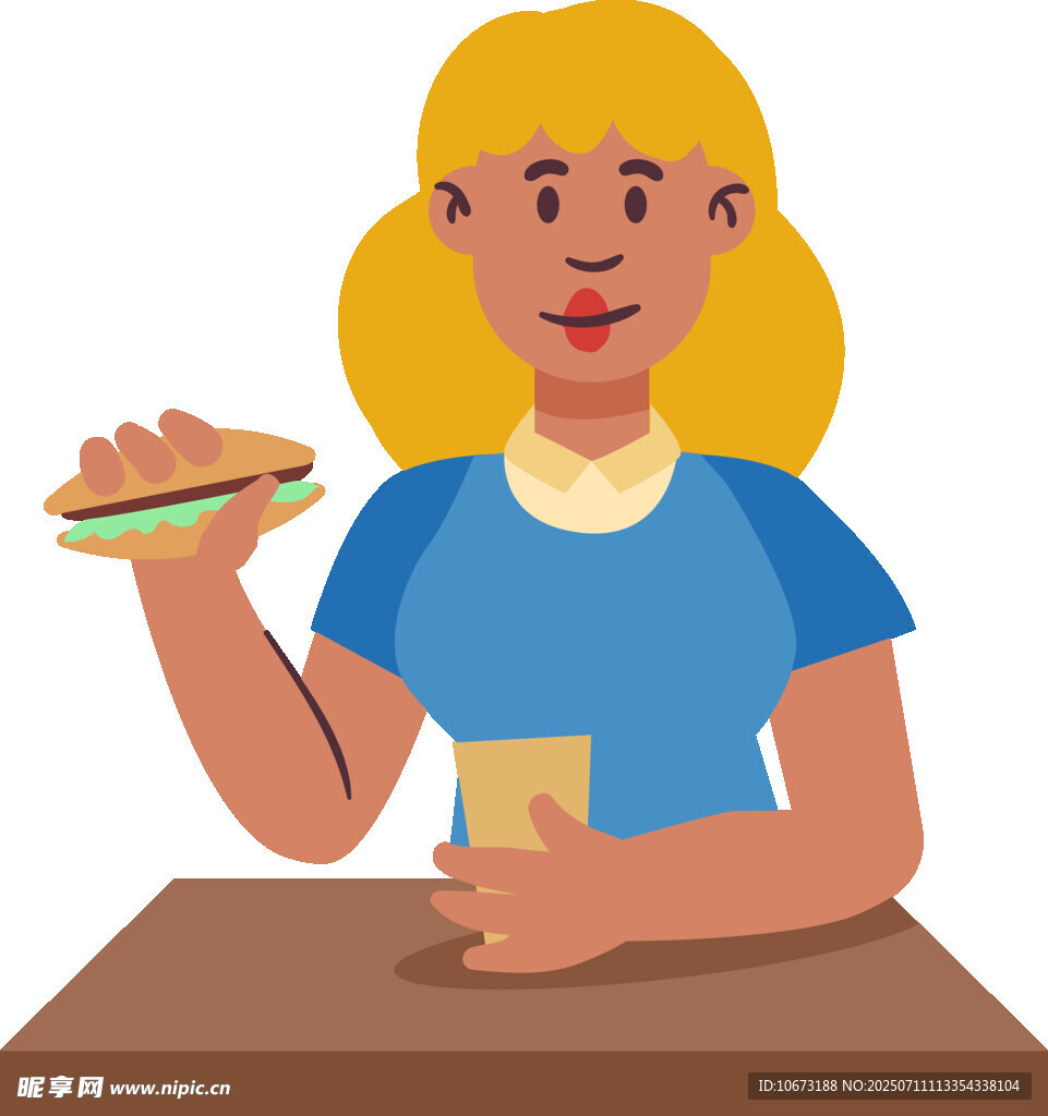 女子惬意享用三明治与饮品