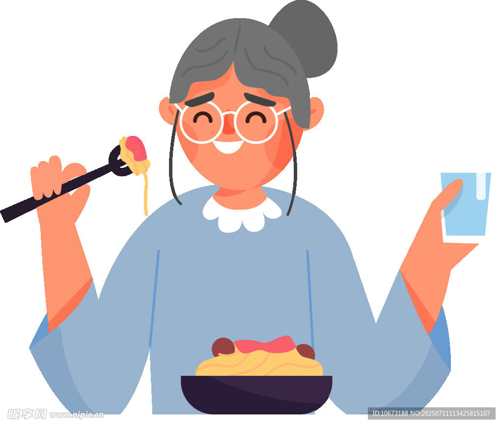 老年女性惬意享用美食