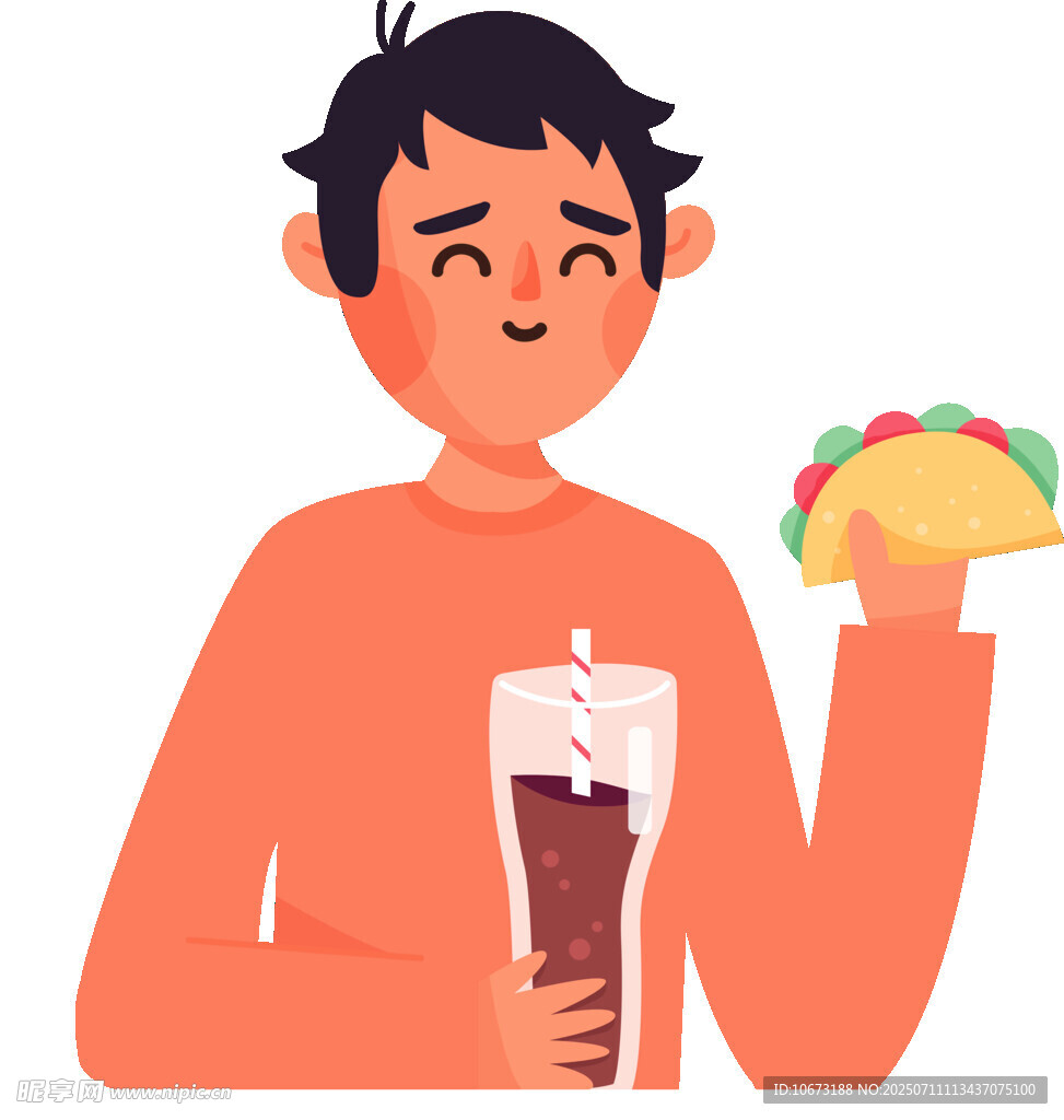 手持美食的快乐男孩