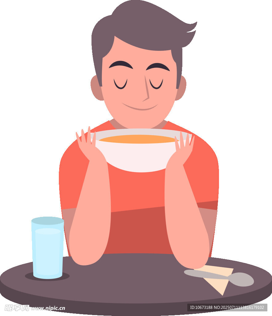 男子惬意享用大碗美食