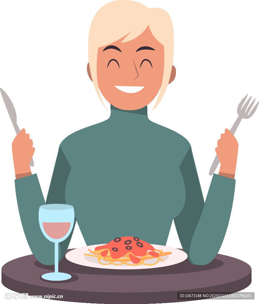 女士愉悦享用美食与美酒