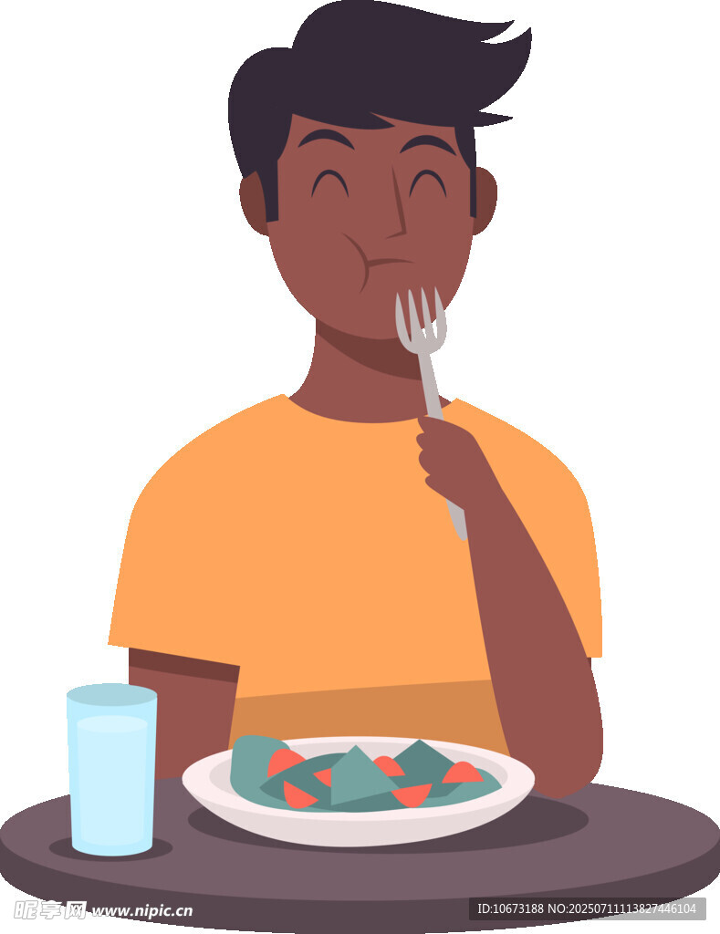 男子享用盘中美食