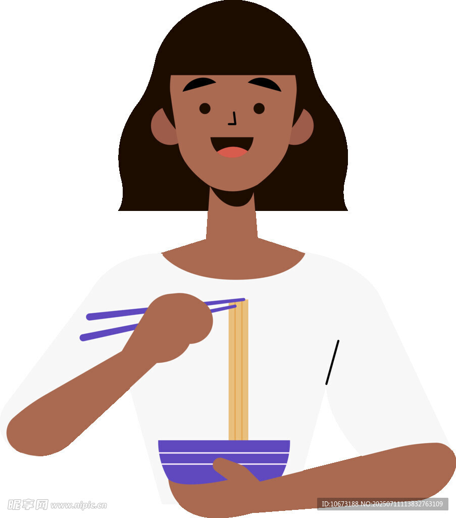 女子持筷用餐画面