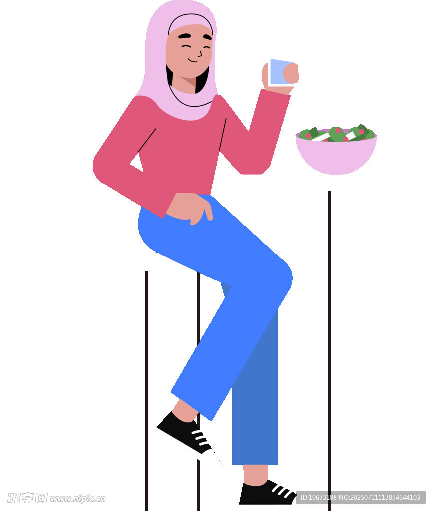 戴头巾女子惬意享用饮品