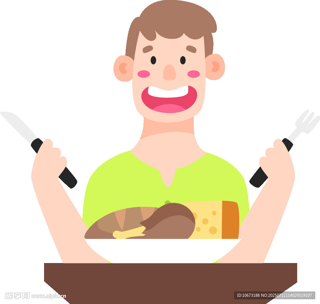 开心享用美食的男子