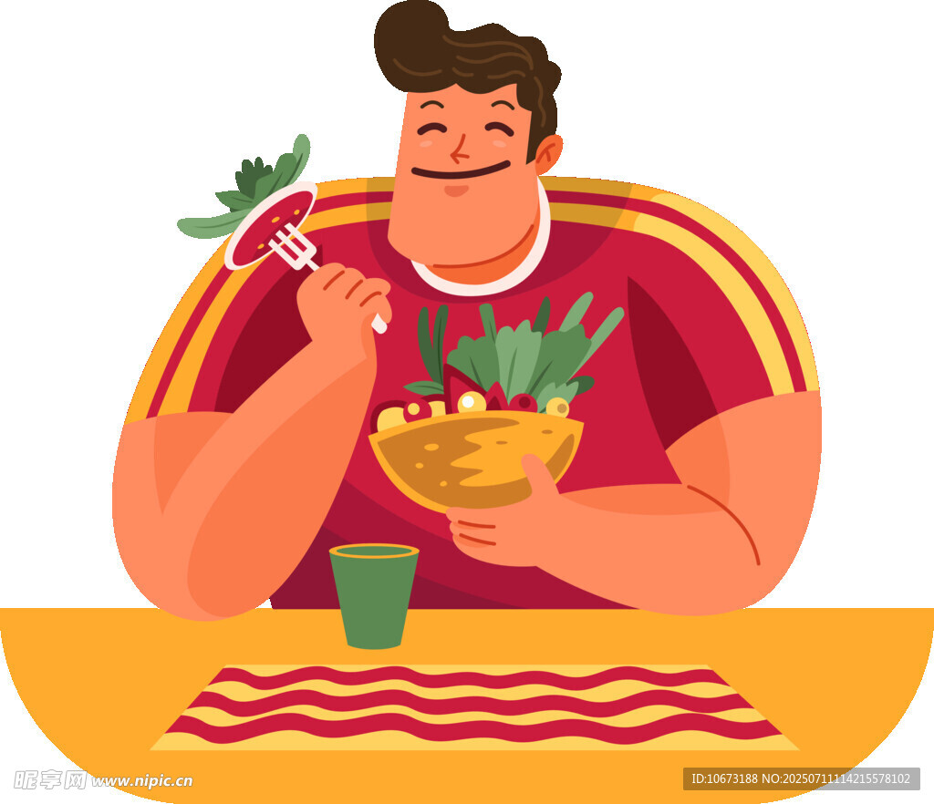 男子开心享用美食