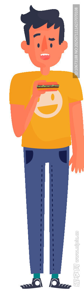 男子手持食物表情疑惑