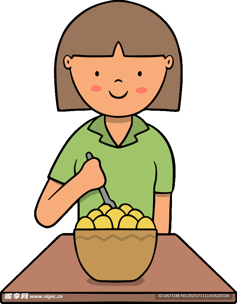 女子享用碗中食物