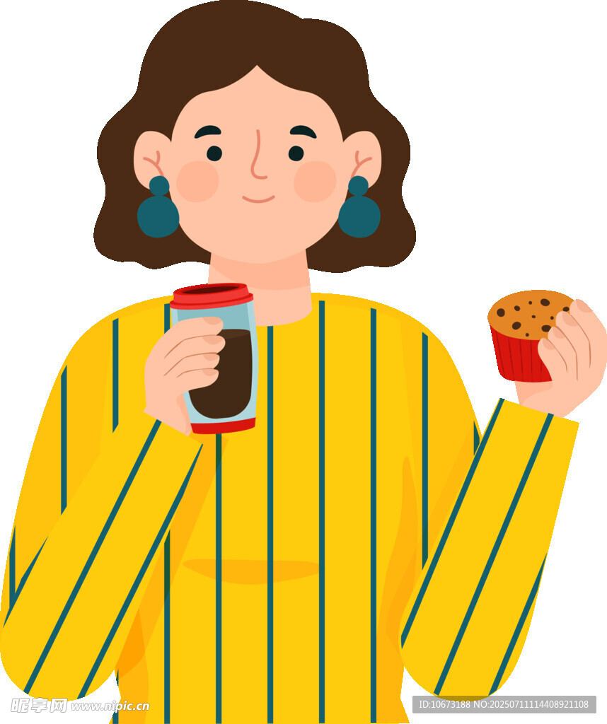 女孩手持饮料与汉堡