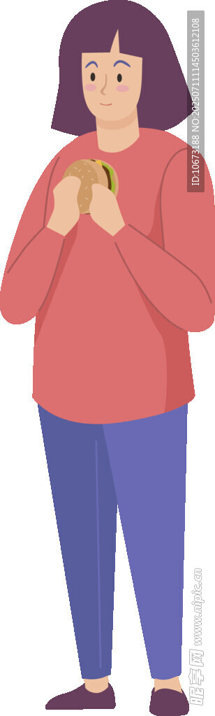 女孩手持食物开心模样