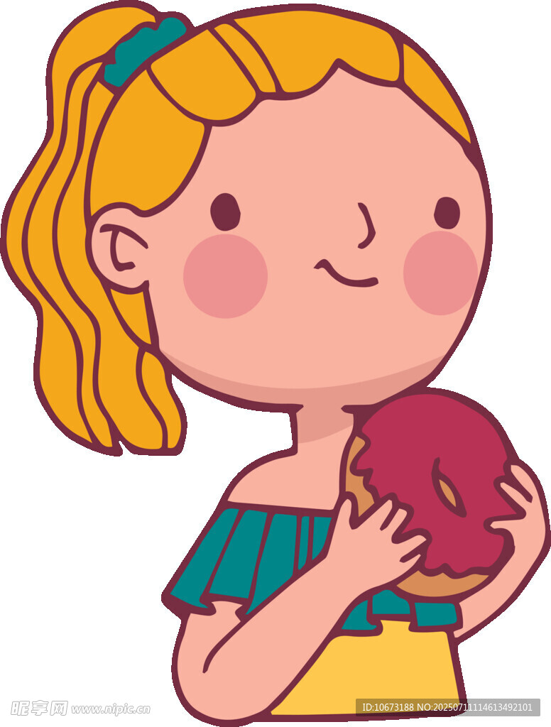 女孩开心抱着甜甜圈