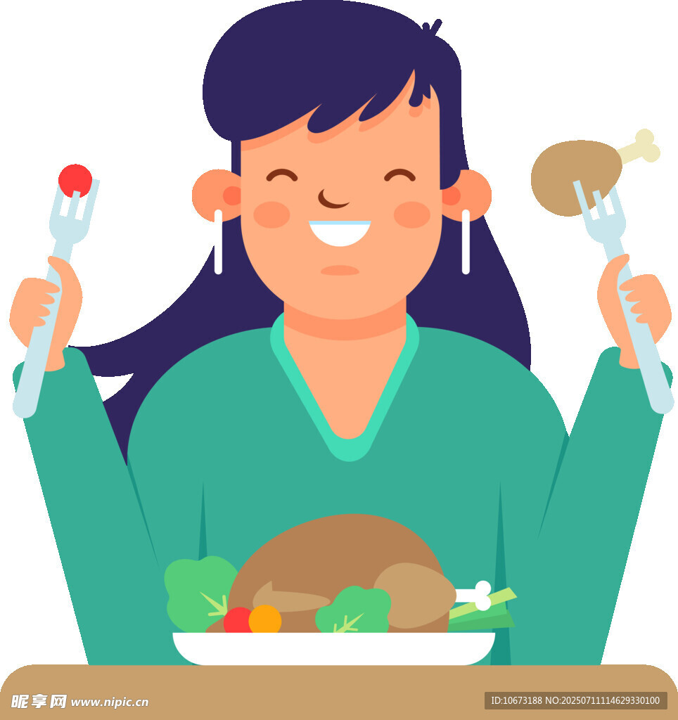 开心享用美食的女士
