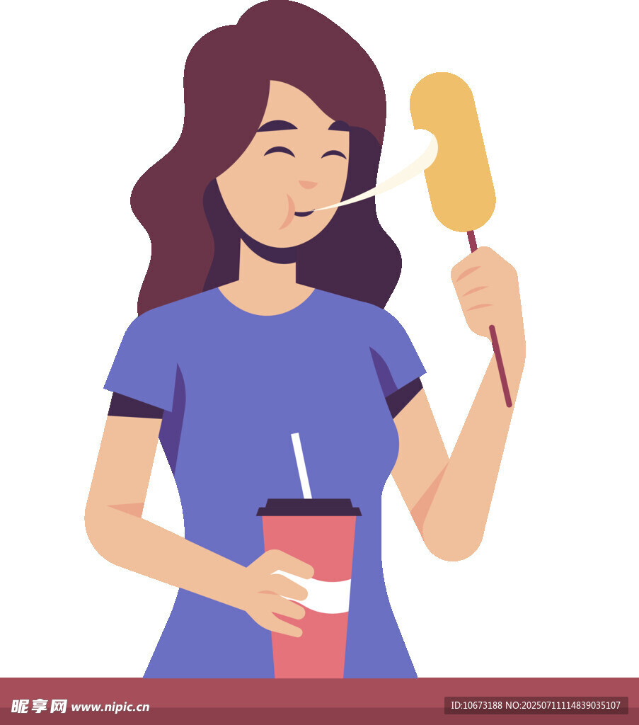 手持冰棍与饮料的女孩