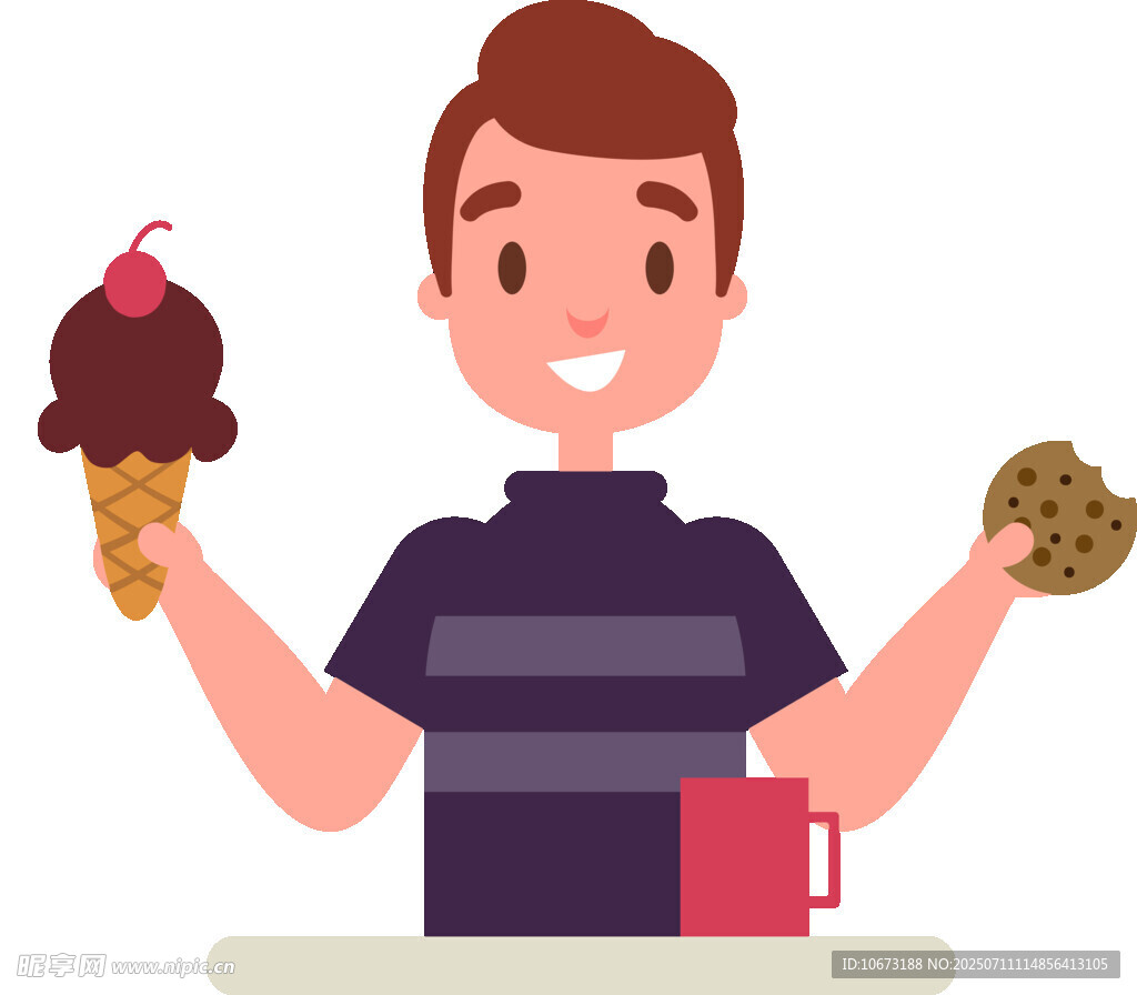 手持美食的快乐男士